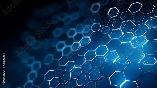 Blue technology background  blue hexagon background