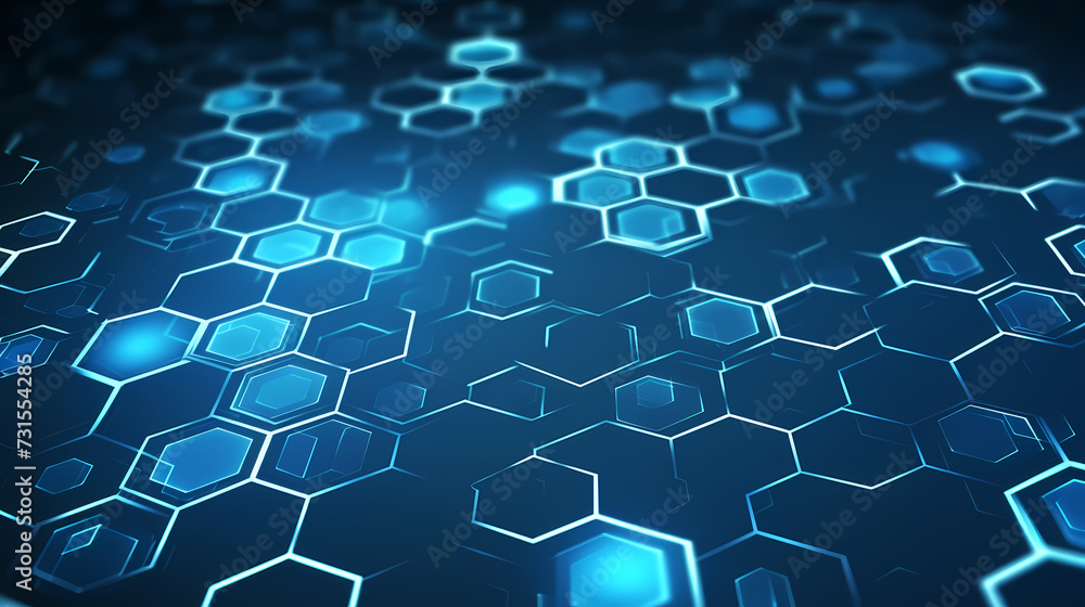 Obraz premium Modern science background hexagon lines and points wave flow abstract background