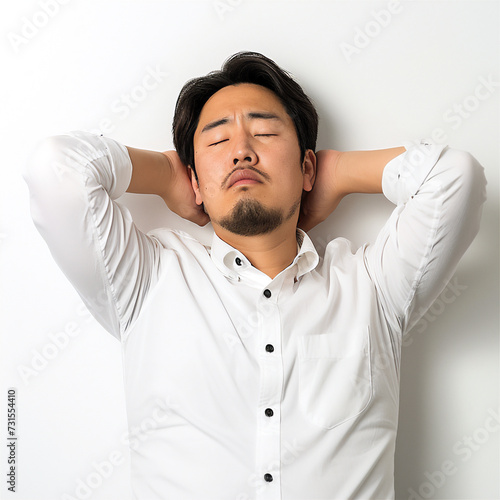 Man chronically tired due to stress photo