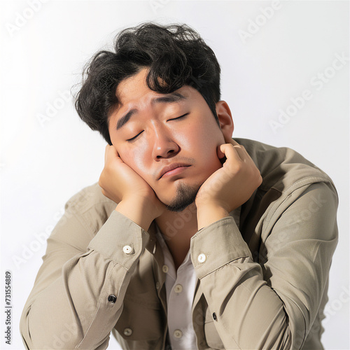 Man chronically tired due to stress photo