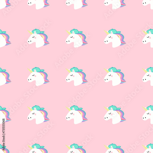 Vector head unicorn seamless pattern,Pastel color cute repeated texture,Imagination fairytale animal,design for wrapping paper,clothing,poster,tapestry,wallpaper,textile
