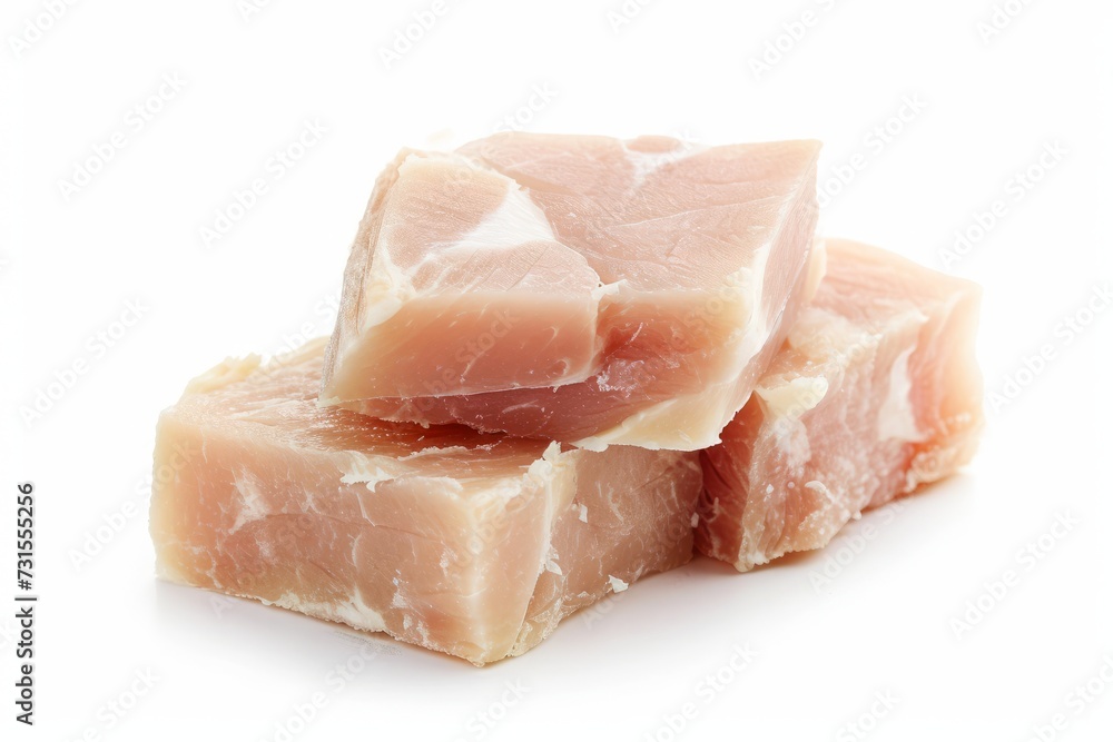 Fat from pork displayed on a white surface Fat from pork displayed on a white surface