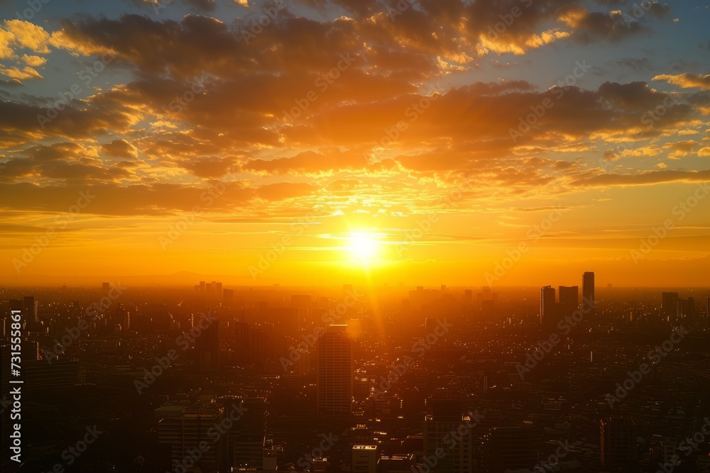 sunset over the city