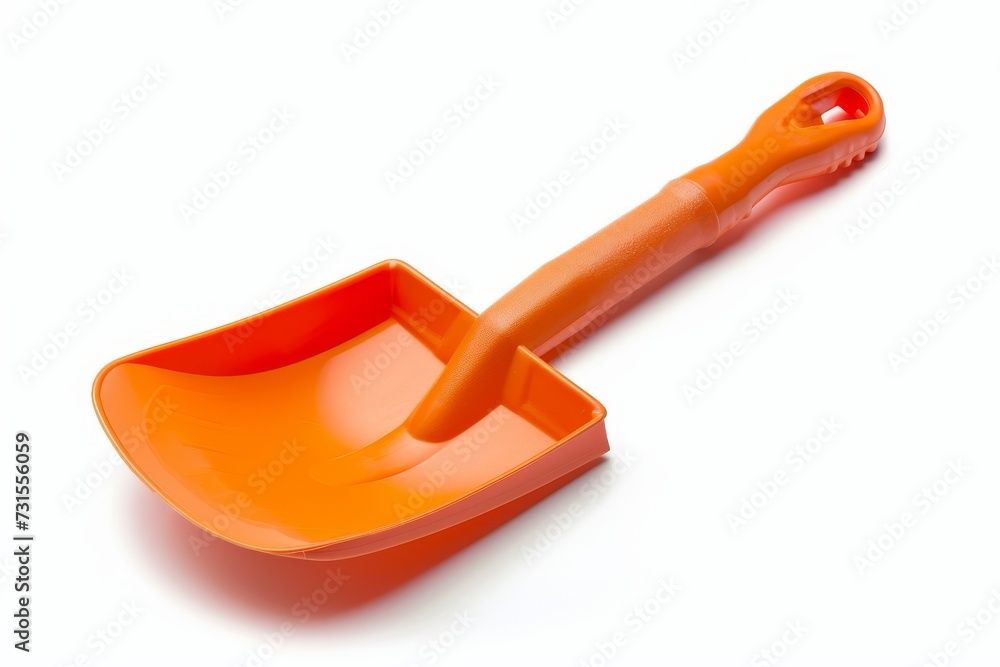 Small plastic snow shovel white background back side isolated Small plastic snow shovel white background back side isolated