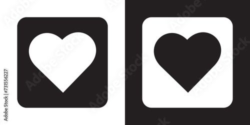 vector black and white heart icons