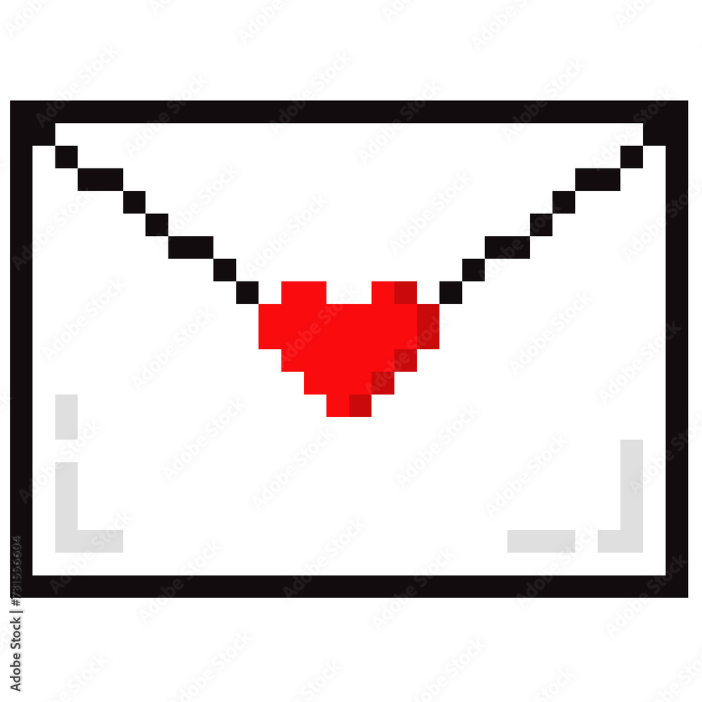 Red heart Love letter pixel art