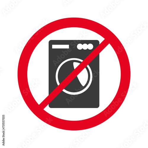 Sign prohibiting the installation of washing machines isolated on white background.Vector illustration