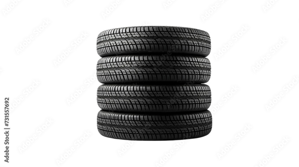 A stack of car tires. Isolated on transparent background. A stack of car tires. Isolated on transparent background.