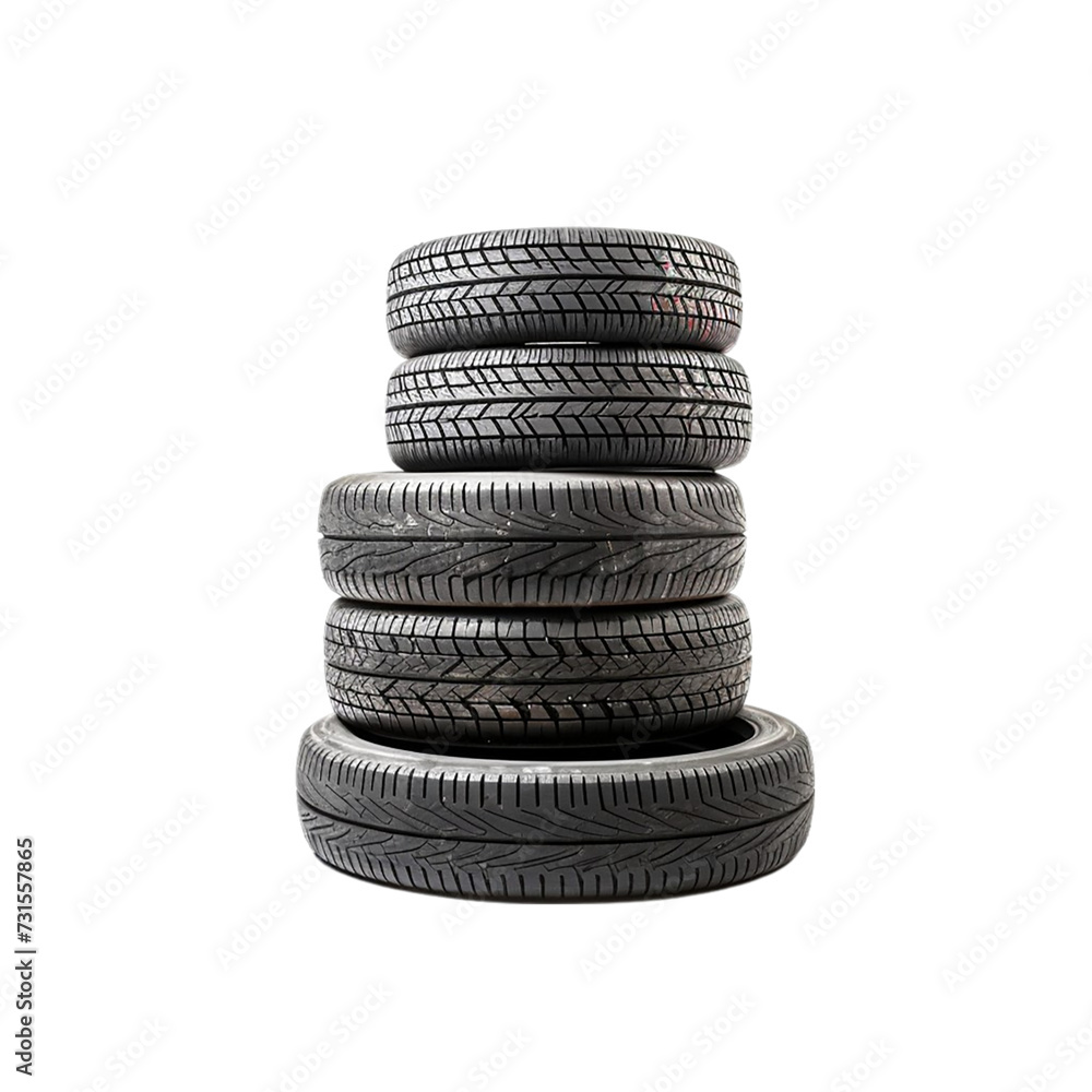 A stack of car tires. Isolated on transparent background. A stack of car tires. Isolated on transparent background.