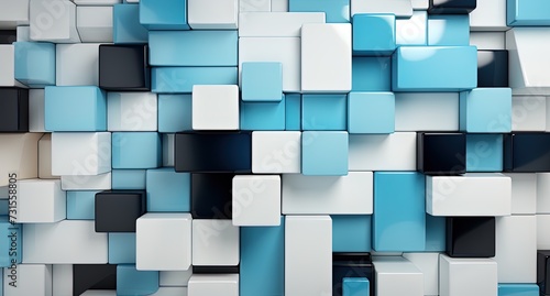 Abstract blue cubes background for graphics use. Created with Ai photo