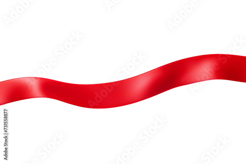 Red straight ribbon strip isolated on transparent background Generative Ai