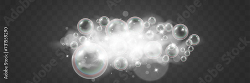 Air bubbles.Soap foam vector illustration on a transparent background.	
