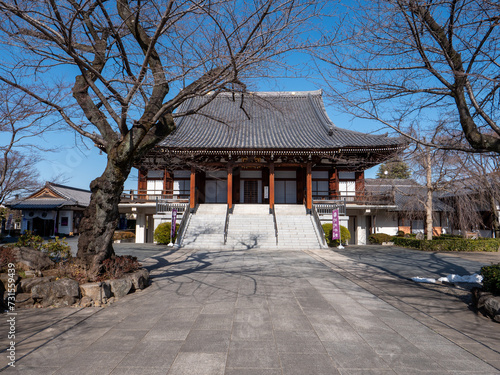 冬の青空と伝通院の本堂　東京都文京区 © 正人 竹内