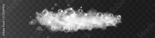 Air bubbles.Soap foam vector illustration on a transparent background.	
