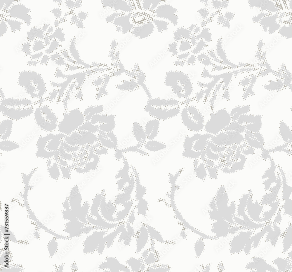 Fototapeta premium Modern exotic seamless pattern. Tropical leaves. Palm foliage. Print for luxury fashion fabric, clothes, wallpaper. Hand drawn collage style, warm earthy colors. Grunge texture.