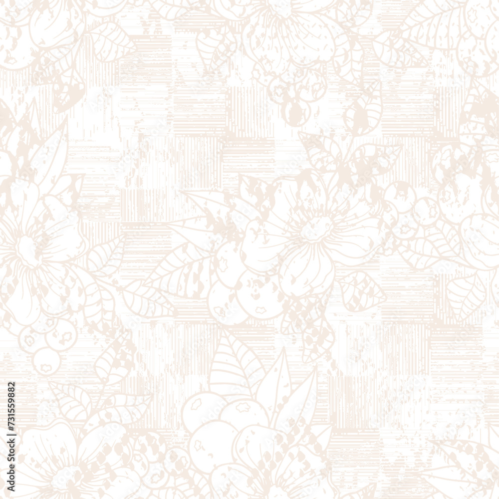 Modern exotic seamless pattern. Tropical leaves. Palm foliage. Print for luxury fashion fabric, clothes, wallpaper. Hand drawn collage style, warm earthy colors. Grunge texture.