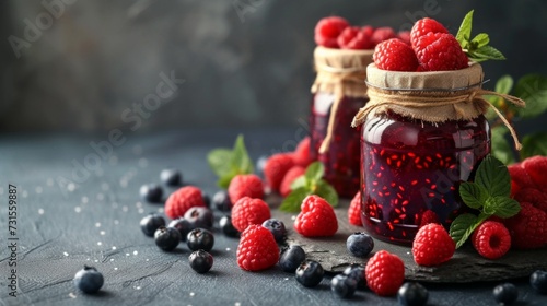 Minimalist compositions adorned with jars overflowing with ripe berry preserves