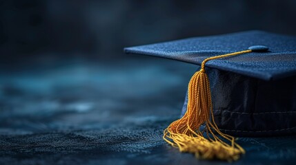 A clean and understated background featuring a lone graduation cap