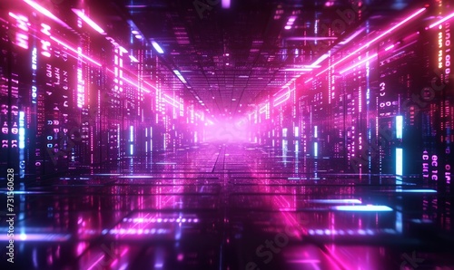 3d render  abstract urban background with glowing neon light  virtual reality cyber space  digital wallpaper  Generative AI