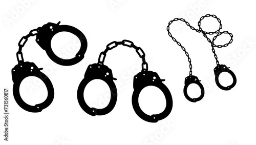set of handcuffs, black isolated silhouette photo