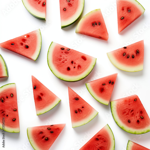 Watermelon Whimsy Visual Delights Showcasing Sliced Watermelons on a Crisp White Canvas