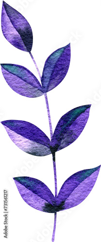 Watercolor violet foliage isolated element