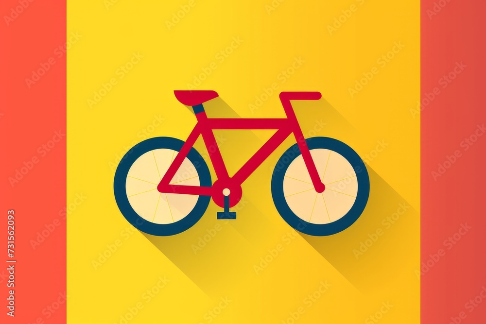 Fototapeta premium Red Bicycle With Long Shadow on Yellow and Red Background
