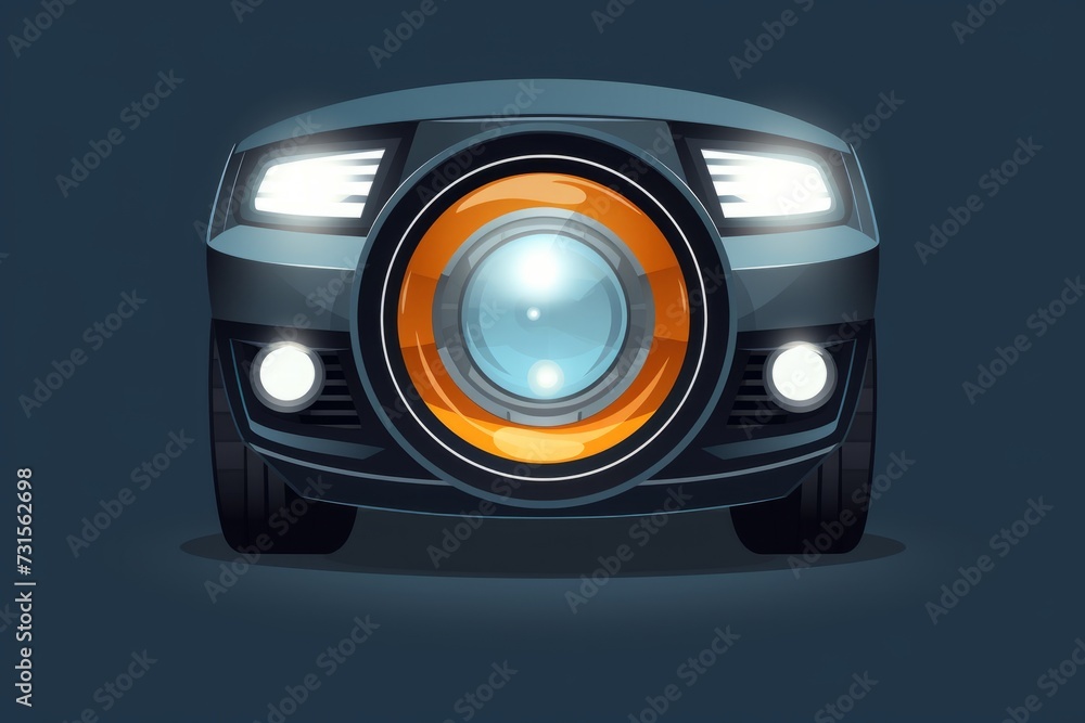 Car Illuminated by Bright Headlight Car Illuminated by Bright Headlight