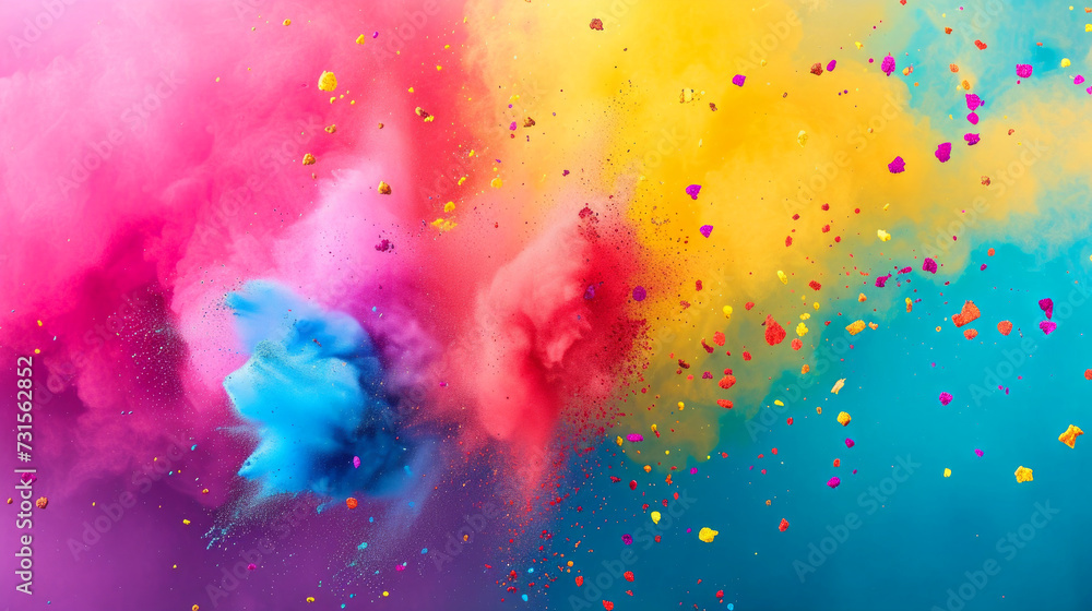 Colorful Powder Explosion. Abstract closeup dust on backdrop. Colorful explode. Paint holi. Abstract closeup dust on backdrop. Colorful explode. Colorful Powder Explosion. Abstract closeup dust on backdrop. Colorful explode. Paint holi. Abstract closeup dust on backdrop. Colorful explode.