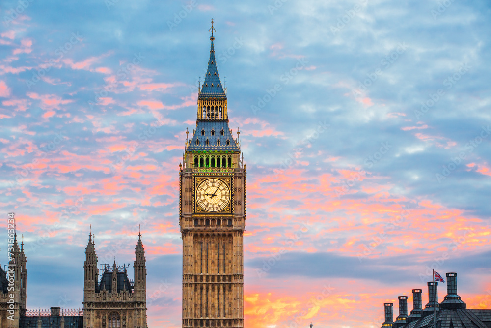 London landmark Big Ben - obrazy, fototapety, plakaty 