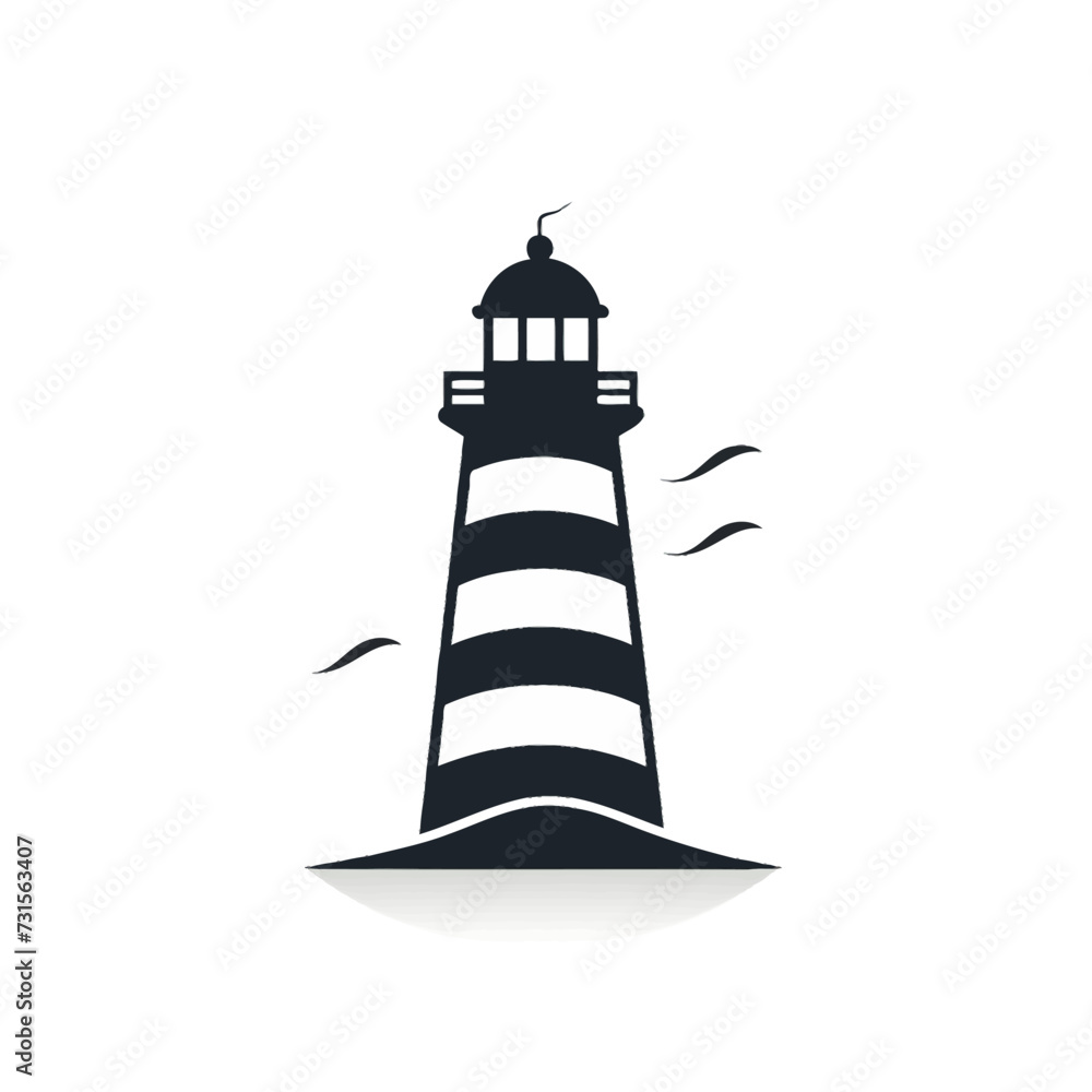 Black simple lighthouse logo element on white background Generative Ai Black simple lighthouse logo element on white background Generative Ai