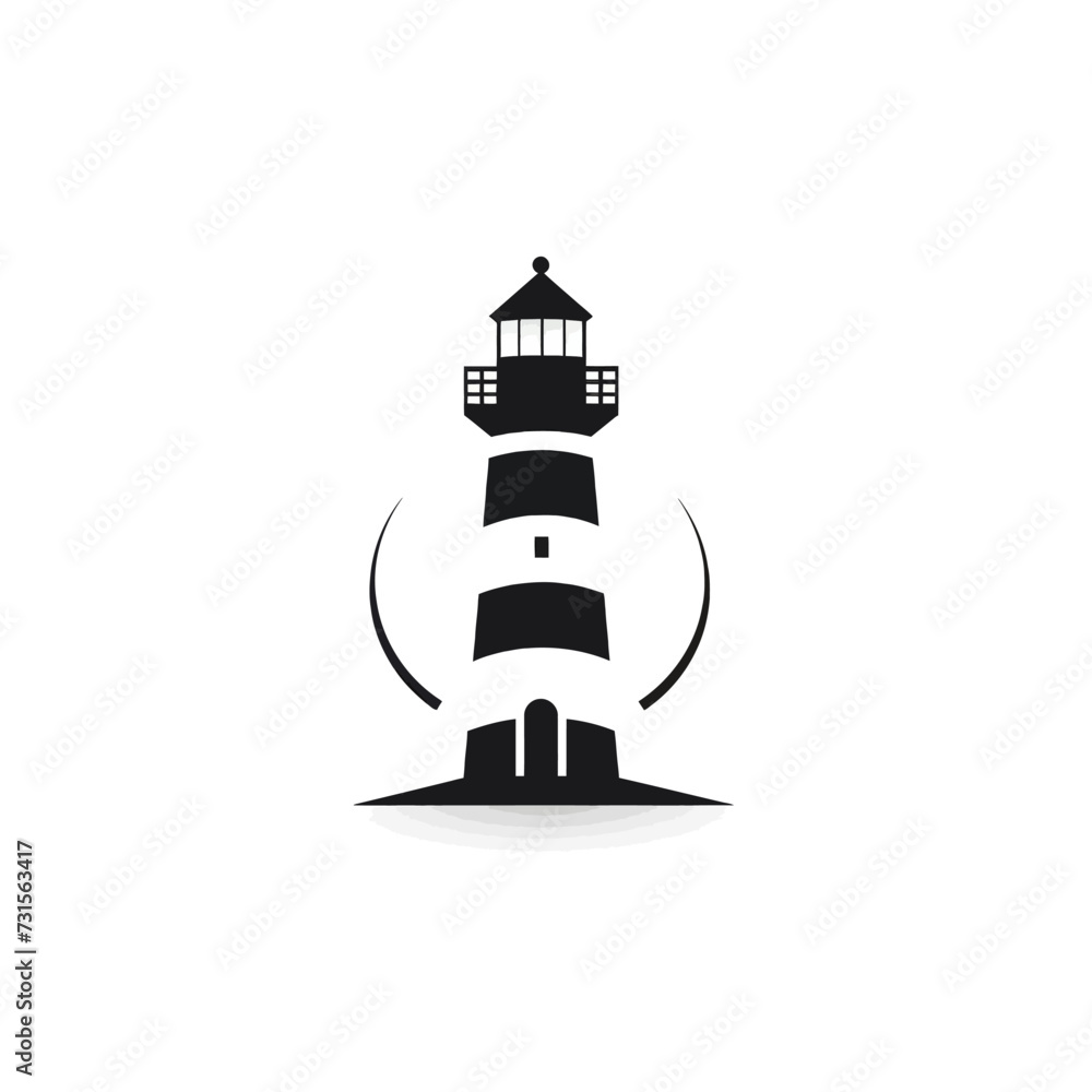 Black simple lighthouse logo element on white background Generative Ai Black simple lighthouse logo element on white background Generative Ai