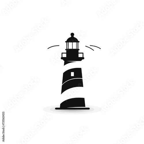 Black simple lighthouse logo element on white background Generative Ai