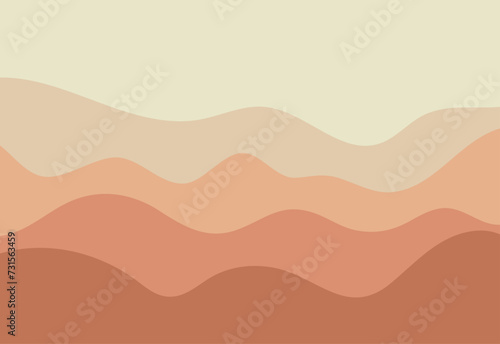 Desert landscape. Desert silhouette. Wavy desert vector illustration background suitable for design templates and wall decor. Landscape.