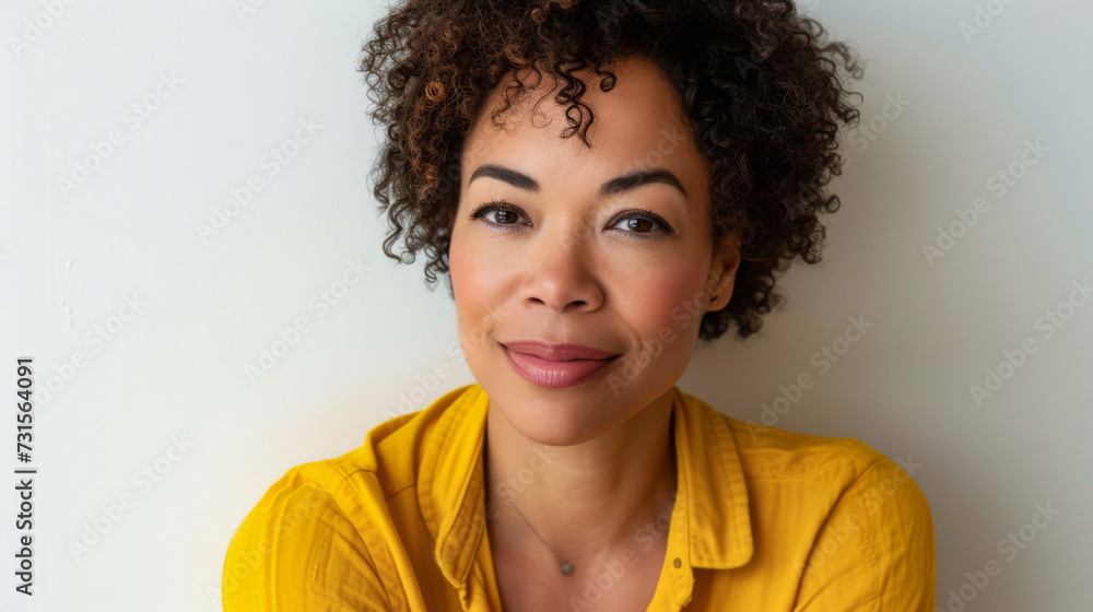 Confident middle aged woman portrait with copy space background for text Confident middle aged woman portrait with copy space background for text