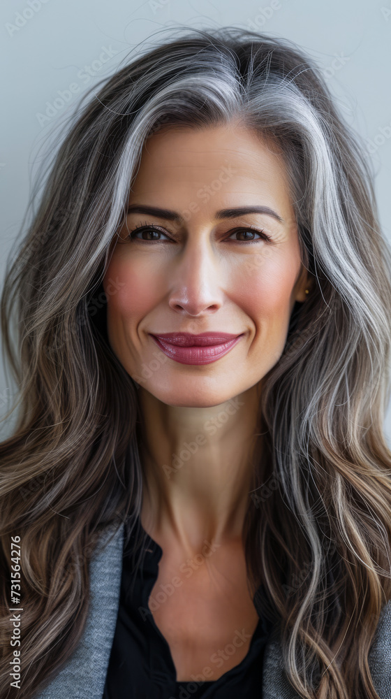 Confident middle aged woman portrait with copy space background for text Confident middle aged woman portrait with copy space background for text