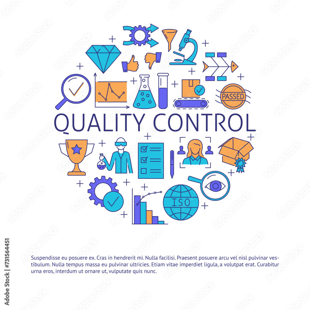 Quality control round banner with place for text Quality control round banner with place for text