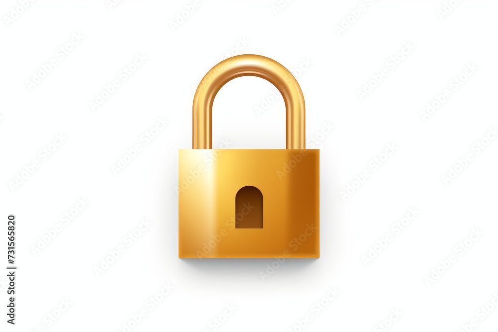 Golden Padlock on White Background Golden Padlock on White Background
