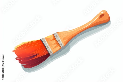 Orange Brush With Red Bristles on White Background