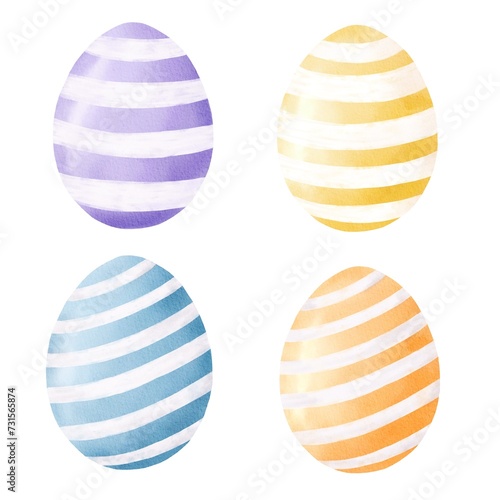 Set of watercolor Easter eggs