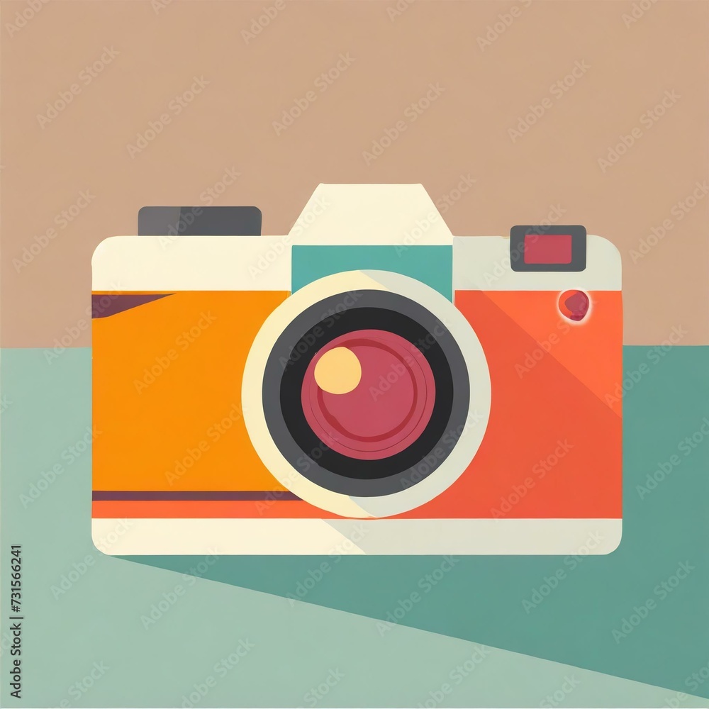 Camera Flat Design - Image for Logo usage or Icon - Simplified representation of Camera on Flat Surface Camera Flat Design - Image for Logo usage or Icon - Simplified representation of Camera on Flat Surface