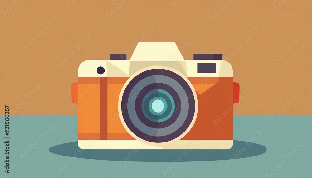 Camera Flat Design - Image for Logo usage or Icon - Simplified representation of Camera on Flat Surface