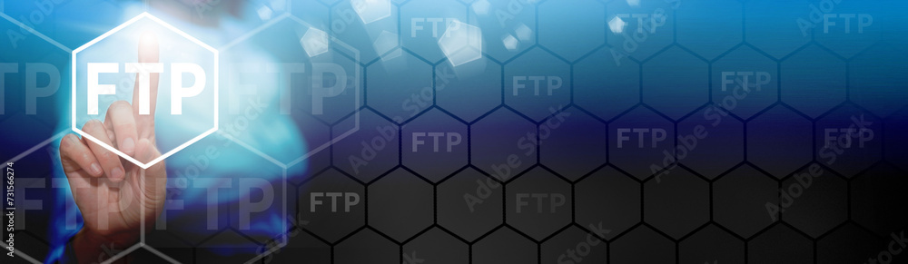 FTP (File Transfer Protocol), Secure FTP. Internet cloud technology, exchange information and data storage concept. FTP (File Transfer Protocol), Secure FTP. Internet cloud technology, exchange information and data storage concept.