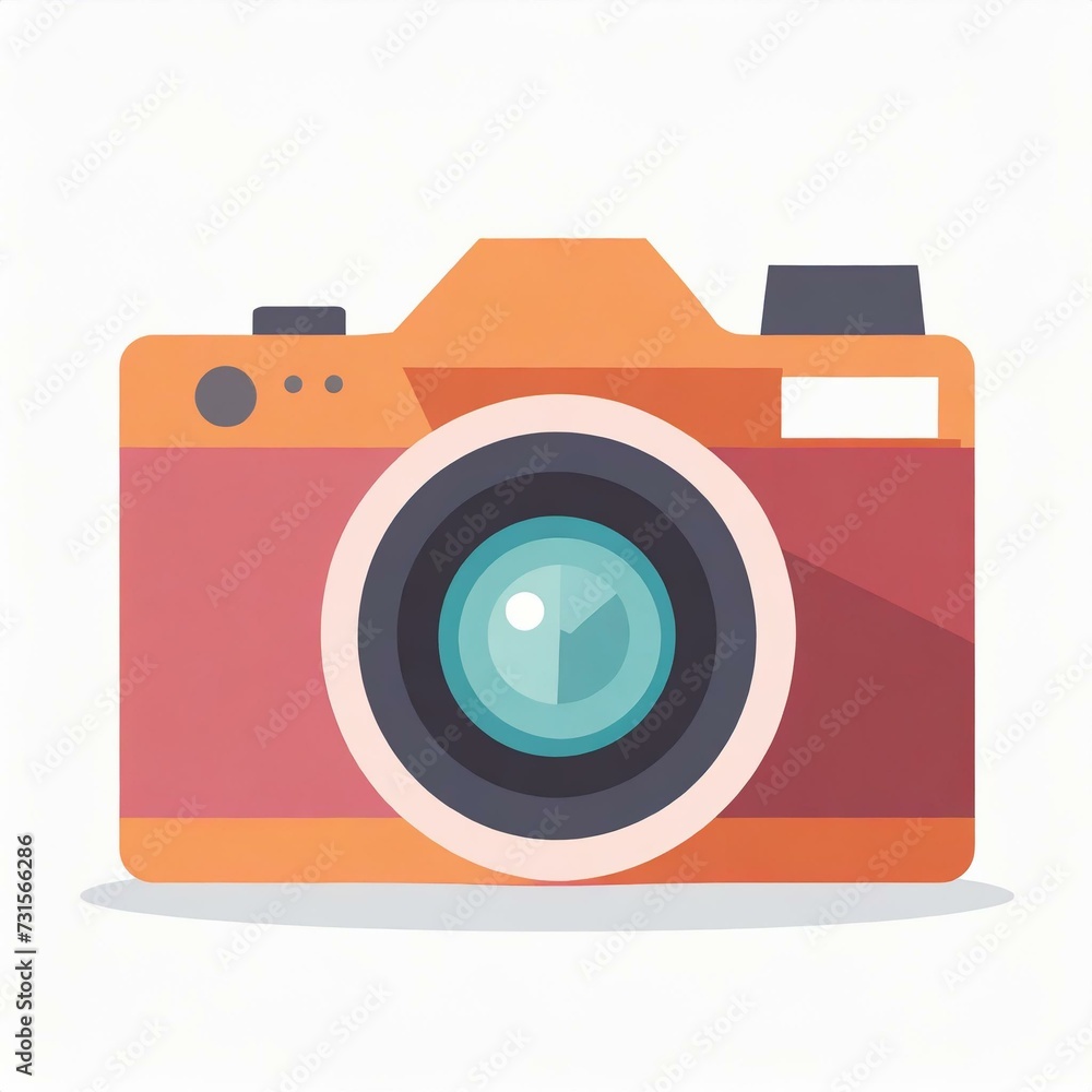 Camera Flat Design - Image for Logo usage or Icon - Simplified representation of Camera on Flat Surface Camera Flat Design - Image for Logo usage or Icon - Simplified representation of Camera on Flat Surface