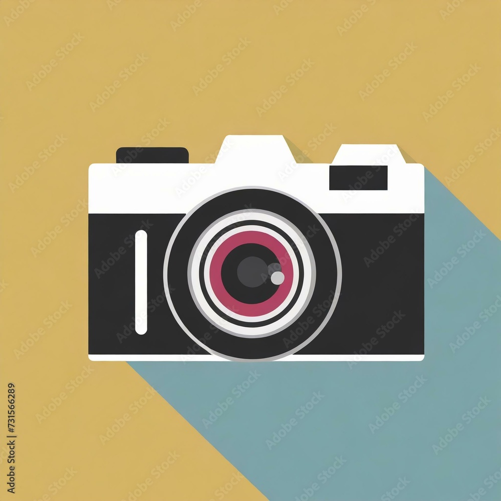 Camera Flat Design - Image for Logo usage or Icon - Simplified representation of Camera on Flat Surface Camera Flat Design - Image for Logo usage or Icon - Simplified representation of Camera on Flat Surface