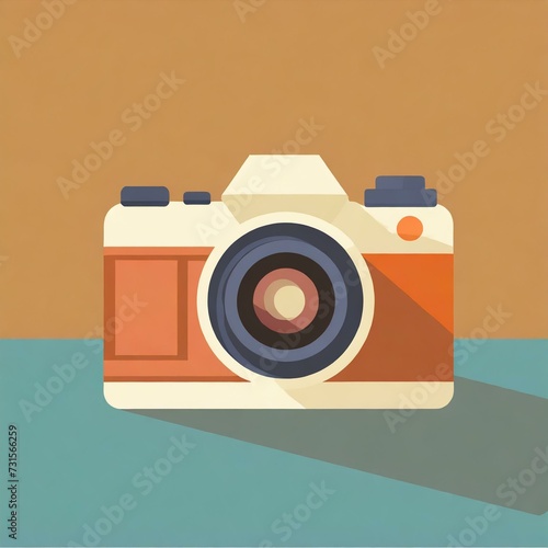 Camera Flat Design - Image for Logo usage or Icon - Simplified representation of Camera on Flat Surface