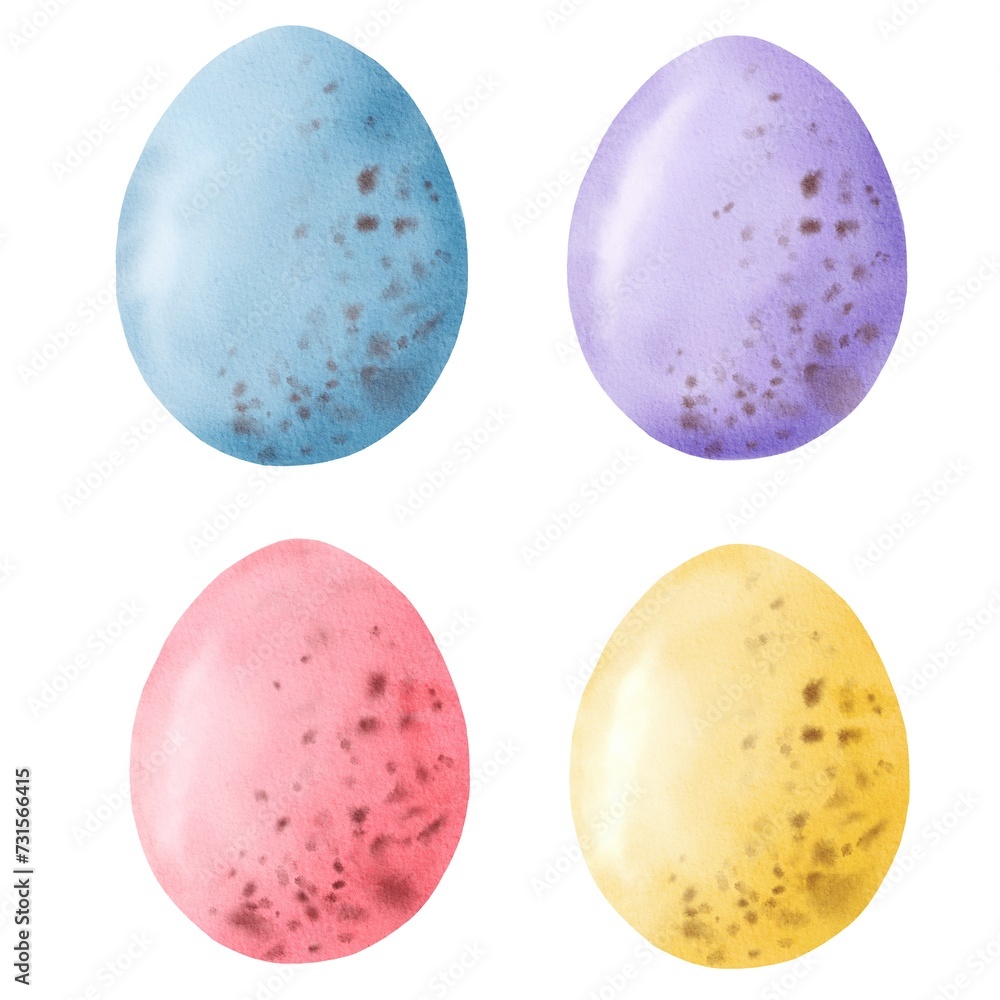 Set of watercolor Easter eggs