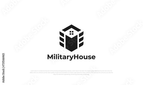 pictogram logo combination military shape and house