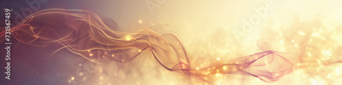 Modern banner baackground with golden wave and dots of light photo