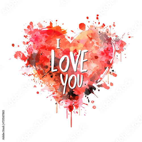 Heart with inscriptions I love you. Valentine day. Vector illustration design.